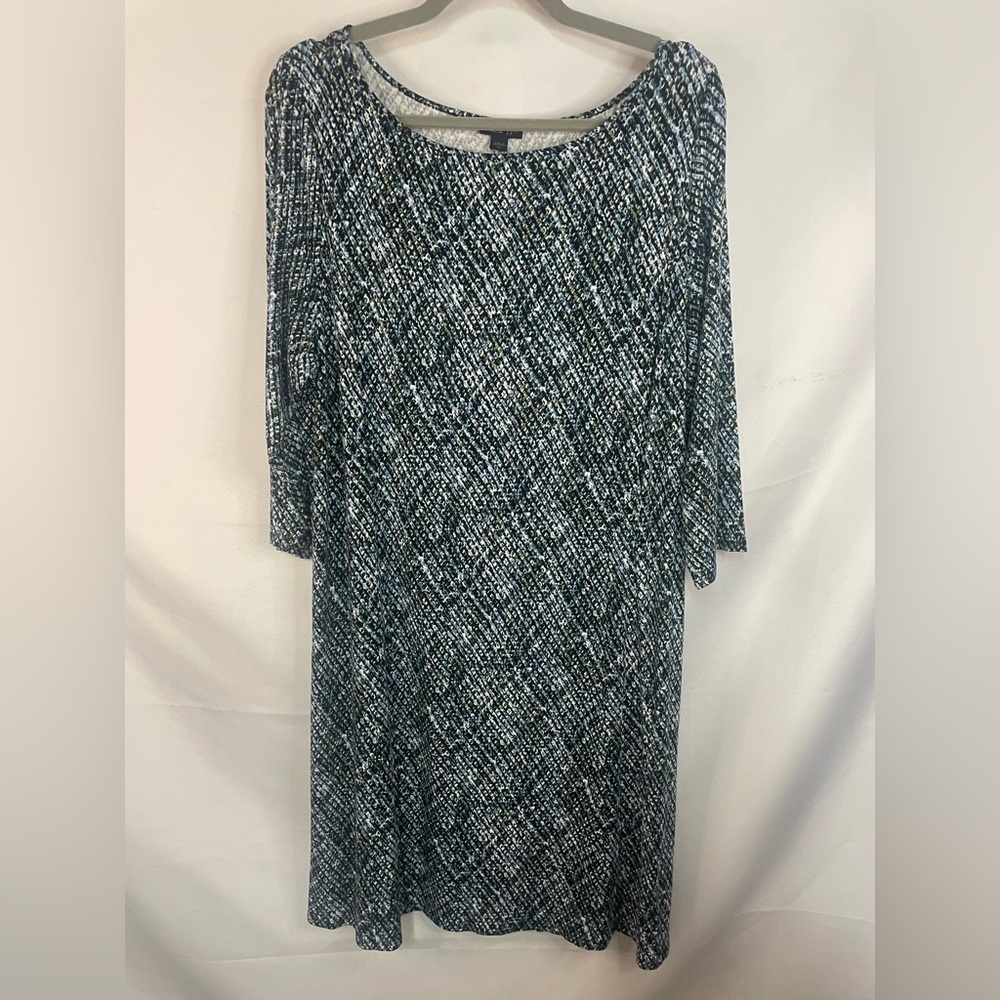 J Jill Elegant Blue and White Patterned Dress, size XL